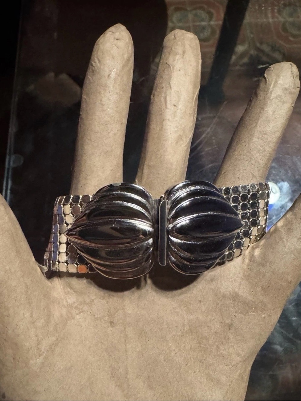 Vintage Al Roberto Metallic Mesh Mid Century Bracelet Silver Fun To Wear!